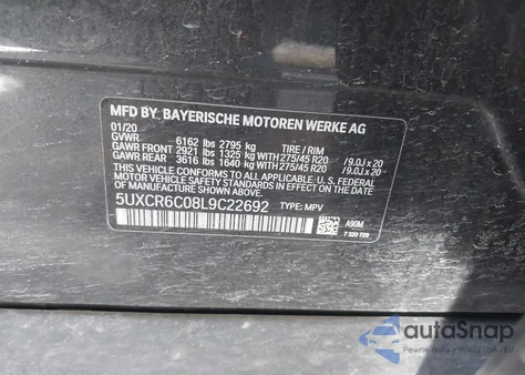 2020 BMW X5 xDrive40I из США, поврежденный, VIN 5UXCR6C08L9C22692